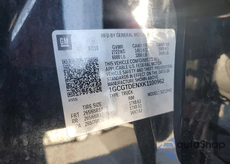 2019 Chevrolet Colorado Z71 z USA, uszkodzony, nr VIN 1GCGTDENXK1100962